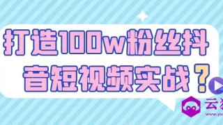 打造100w粉丝抖音短视频实战 打造100w粉丝抖音短视频实战