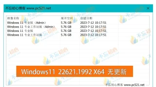 不忘初心Windows11 22H2 22621.1992 X64_无更新/美化/游戏[纯净精简版]
